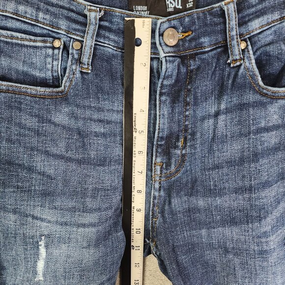 Mens RSQ Denim Blue Jeans London Skinny Distressed Cotton Blend Size 32X32 - Picture 6 of 10